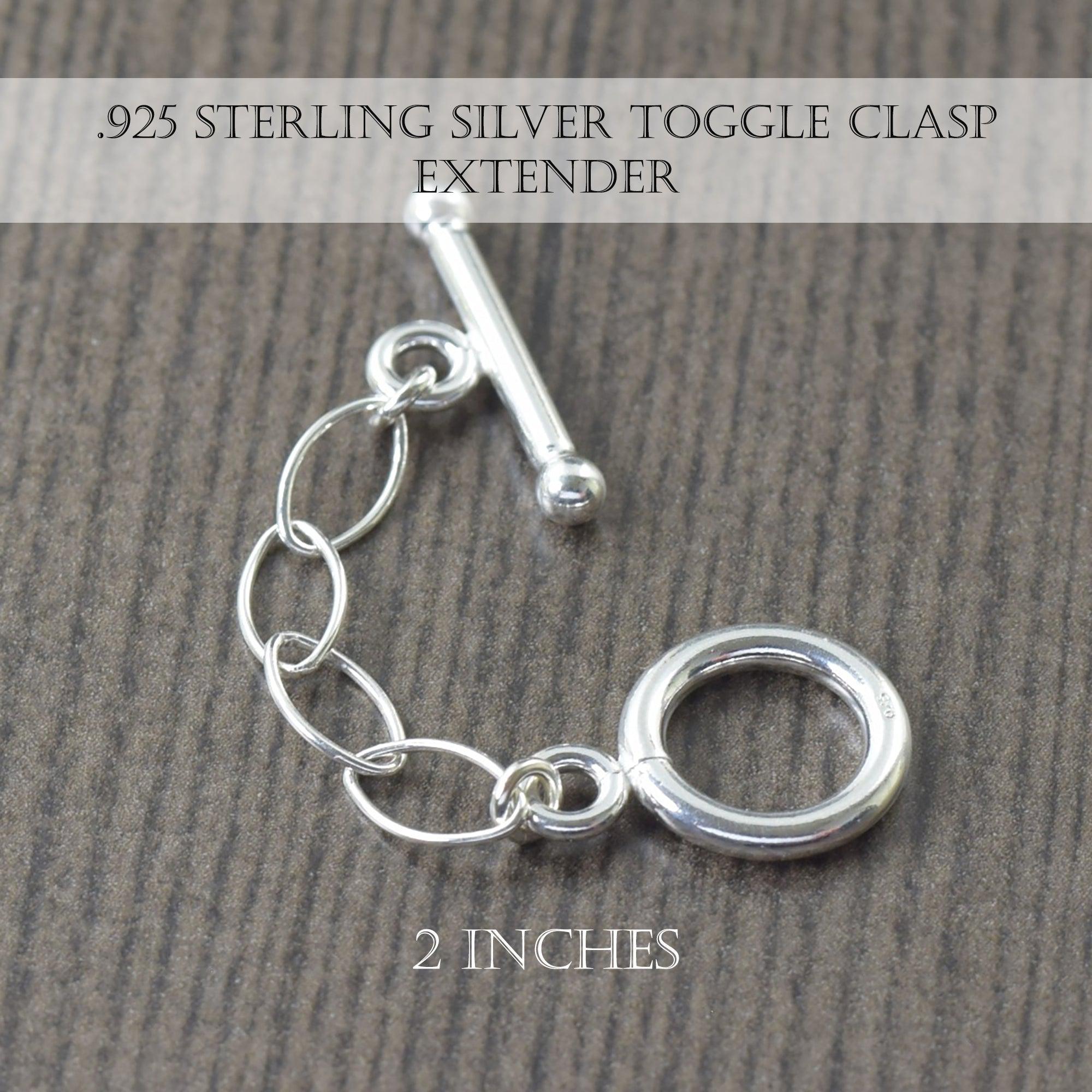 Sterling silver necklace extensions for toggle clasp, in 2-5 inches