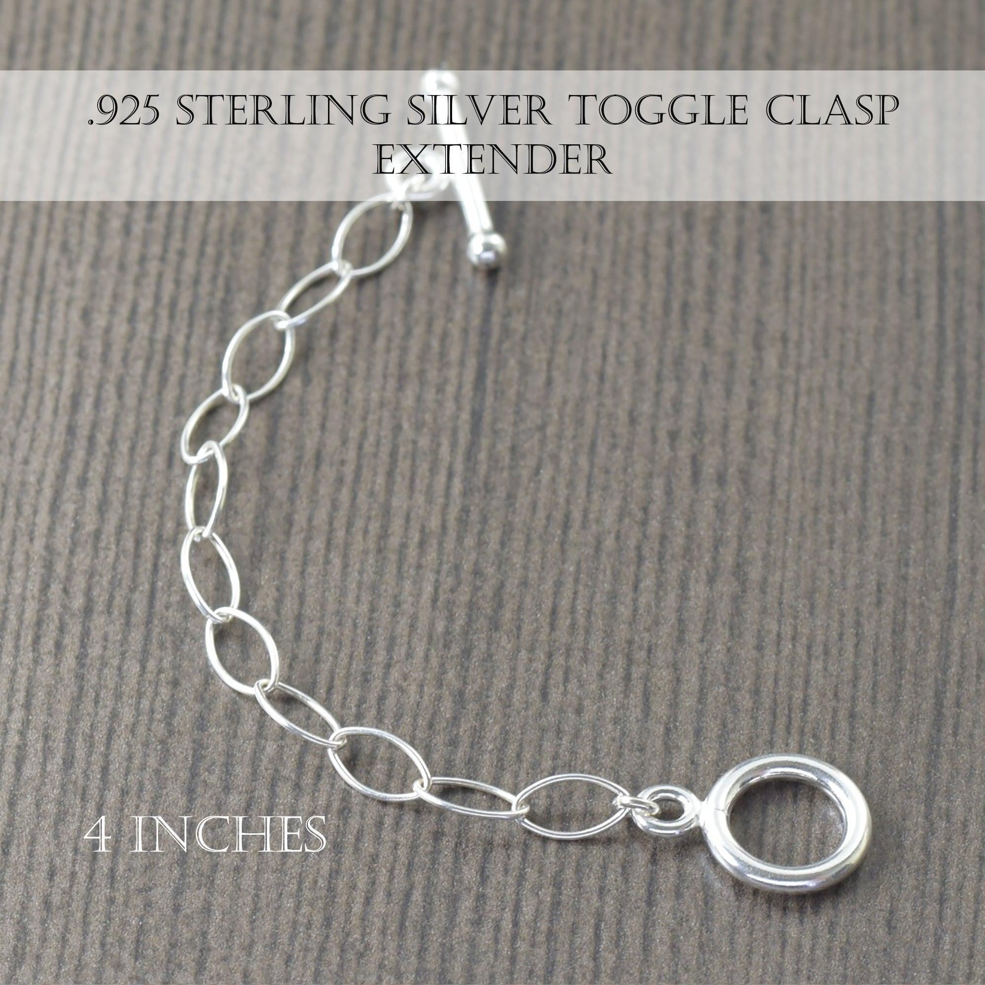 Sterling silver necklace extensions for toggle clasp, in 2-5 inches