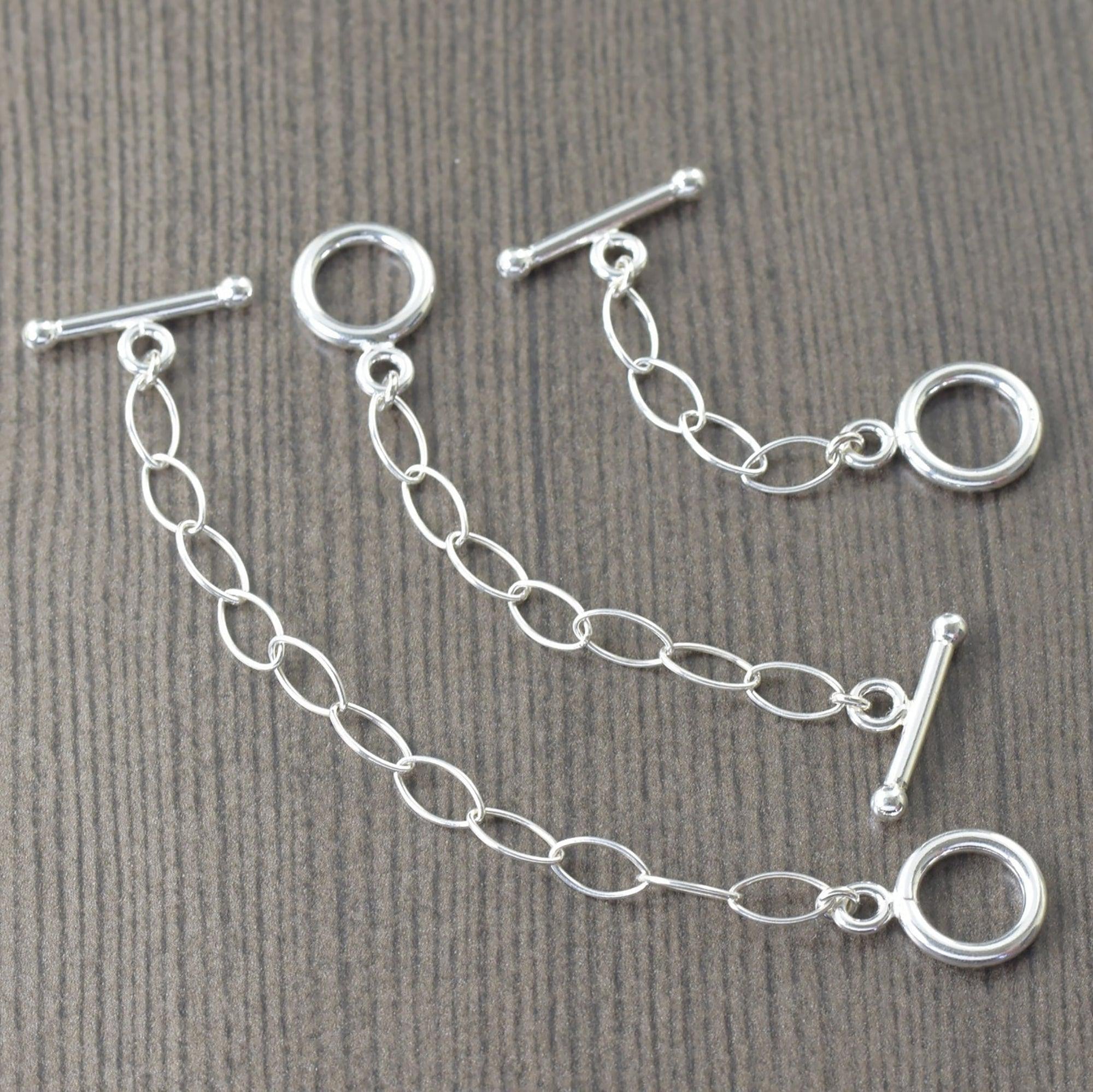 Sterling silver necklace extensions for toggle clasp, in 2-5
