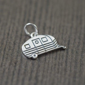 Tiny sterling silver camper charm