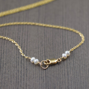 Wire wrapped White freshwater pearl necklace on gold filled chain