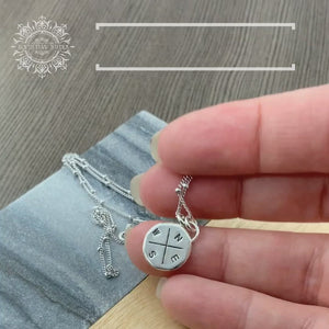 Sterling silver compass necklace
